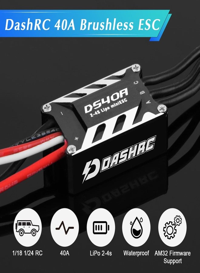DashRC 2204 2500KV Brushless Outrunner Motor with 40A ESC & Mount Upgrade Kit for Axial SCX24 1/24 RC Crawlers - Image 3